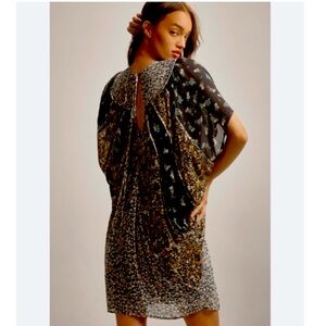 By Anthropologie Short-Sleeve Draped Tunic Mini Dress size M